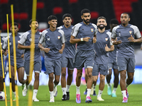 Players of the United Arab Emirates National team train at Ahmad Bin Ali Stadium in Al Rayyan, Qatar, on September 4, 2024, on the eve of th...