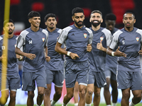 Players of the United Arab Emirates National team train at Ahmad Bin Ali Stadium in Al Rayyan, Qatar, on September 4, 2024, on the eve of th...