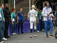 Beatrice Maria ''Bebe'' Vio Grandis of Italy reacts after she loses against Rong Xiao of China during the Women's Foil Category B Semifinal...