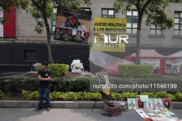 Outside view of the Supreme Court of Justice of the Nation in Mexico City, Mexico, on September 4, 2024, where a work stoppage and closure o...