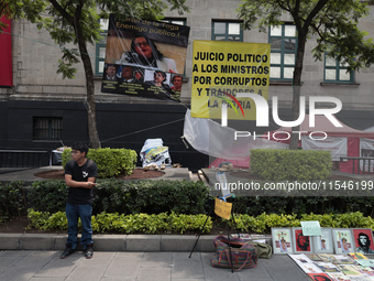 Outside view of the Supreme Court of Justice of the Nation in Mexico City, Mexico, on September 4, 2024, where a work stoppage and closure o...