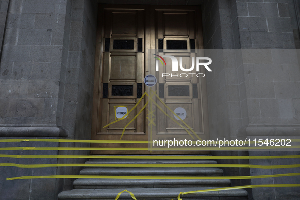 Outside view of the Supreme Court of Justice of the Nation in Mexico City, Mexico, on September 4, 2024, where a work stoppage and closure o...