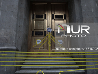 Outside view of the Supreme Court of Justice of the Nation in Mexico City, Mexico, on September 4, 2024, where a work stoppage and closure o...