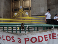 Police guard the exterior of the Supreme Court of Justice of the Nation in Mexico City, Mexico, on September 4, 2024, where a work stoppage...