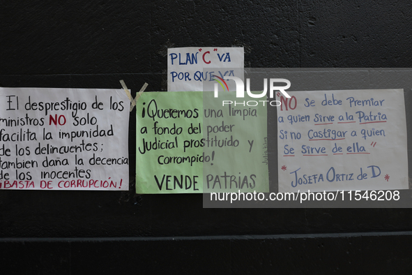 Outside the Supreme Court of Justice of the Nation in Mexico City, Mexico, on September 4, 2024, a work stoppage and closure of its faciliti...