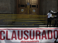 Police guard the exterior of the Supreme Court of Justice of the Nation in Mexico City, Mexico, on September 4, 2024, where a work stoppage...