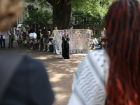 Pro-Palestine demonstrators protest at Georgetown University in Washington, D.C. on September 4, 2024. (