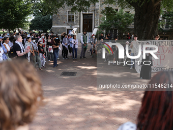 Pro-Palestine demonstrators protest at Georgetown University in Washington, D.C. on September 4, 2024. (