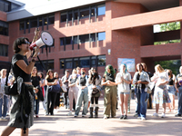 Pro-Palestine demonstrators protest at Georgetown University in Washington, D.C. on September 4, 2024. (