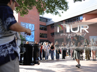 Pro-Palestine demonstrators protest at Georgetown University in Washington, D.C. on September 4, 2024. (