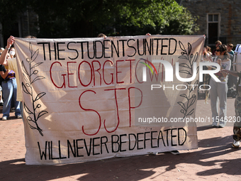 Pro-Palestine demonstrators protest at Georgetown University in Washington, D.C. on September 4, 2024. (