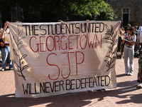 Pro-Palestine demonstrators protest at Georgetown University in Washington, D.C. on September 4, 2024. (