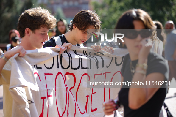 Pro-Palestine demonstrators protest at Georgetown University in Washington, D.C. on September 4, 2024. 