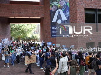 Pro-Palestine demonstrators protest at Georgetown University in Washington, D.C. on September 4, 2024. (