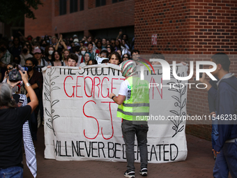 Pro-Palestine demonstrators protest at Georgetown University in Washington, D.C. on September 4, 2024. (