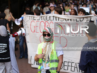 Pro-Palestine demonstrators protest at Georgetown University in Washington, D.C. on September 4, 2024. (