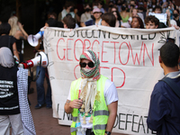 Pro-Palestine demonstrators protest at Georgetown University in Washington, D.C. on September 4, 2024. (