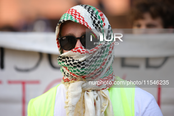 Pro-Palestine demonstrators protest at Georgetown University in Washington, D.C. on September 4, 2024. 