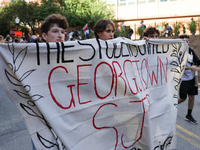 Pro-Palestine demonstrators protest at Georgetown University in Washington, D.C. on September 4, 2024. (