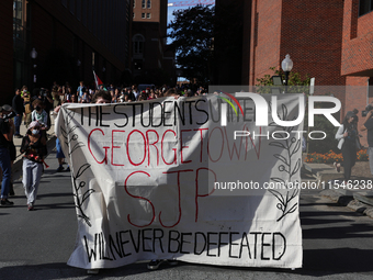 Pro-Palestine demonstrators protest at Georgetown University in Washington, D.C. on September 4, 2024. (