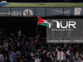 Pro-Palestine demonstrators protest at Georgetown University in Washington, D.C. on September 4, 2024. (