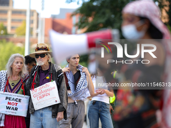 Pro-Palestine demonstrators protest at Georgetown University in Washington, D.C. on September 4, 2024. (