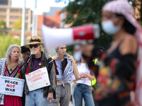 Pro-Palestine demonstrators protest at Georgetown University in Washington, D.C. on September 4, 2024. (