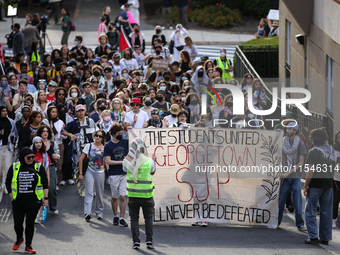 Pro-Palestine demonstrators protest at Georgetown University in Washington, D.C. on September 4, 2024. (