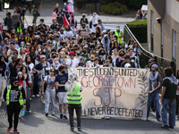 Pro-Palestine demonstrators protest at Georgetown University in Washington, D.C. on September 4, 2024. (