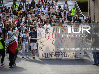 Pro-Palestine demonstrators protest at Georgetown University in Washington, D.C. on September 4, 2024. (