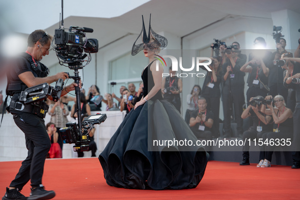 Lady Gaga attends the ''Joker: Folie a Deux'' red carpet during the 81st Venice International Film Festival at Sala Grande in Venice, Italy,...