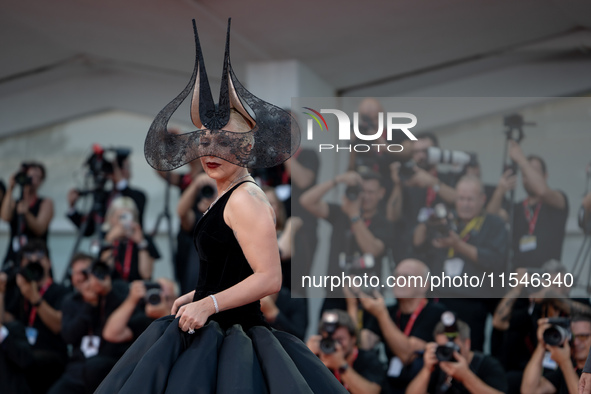 Lady Gaga attends the ''Joker: Folie a Deux'' red carpet during the 81st Venice International Film Festival at Sala Grande in Venice, Italy,...