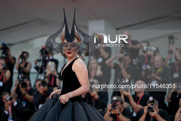 Lady Gaga attends the ''Joker: Folie a Deux'' red carpet during the 81st Venice International Film Festival at Sala Grande in Venice, Italy,...