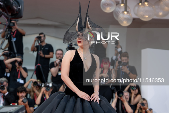 Lady Gaga attends the ''Joker: Folie a Deux'' red carpet during the 81st Venice International Film Festival at Sala Grande in Venice, Italy,...