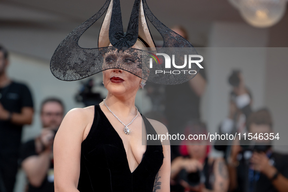 Lady Gaga attends the ''Joker: Folie a Deux'' red carpet during the 81st Venice International Film Festival at Sala Grande in Venice, Italy,...