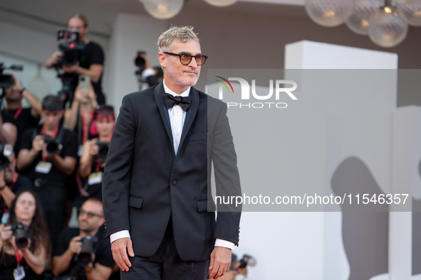 Joaquin Phoenix attends the ''Joker: Folie a Deux'' red carpet during the 81st Venice International Film Festival at Sala Grande in Venice,...