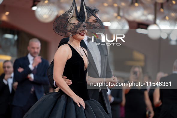 Lady Gaga and Michael Polansky attend the ''Joker: Folie a Deux'' red carpet during the 81st Venice International Film Festival at Sala Gran...