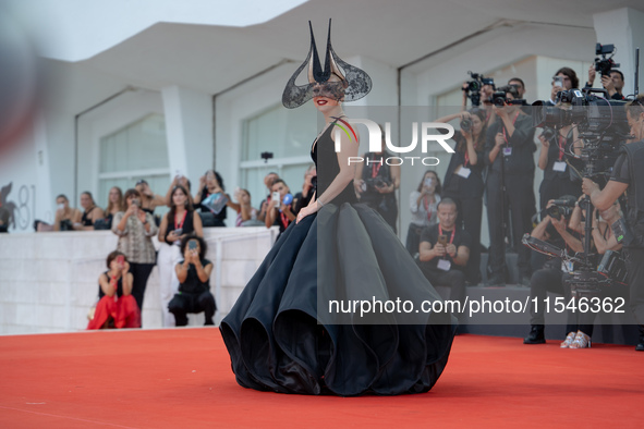 Lady Gaga attends the ''Joker: Folie a Deux'' red carpet during the 81st Venice International Film Festival at Sala Grande in Venice, Italy,...