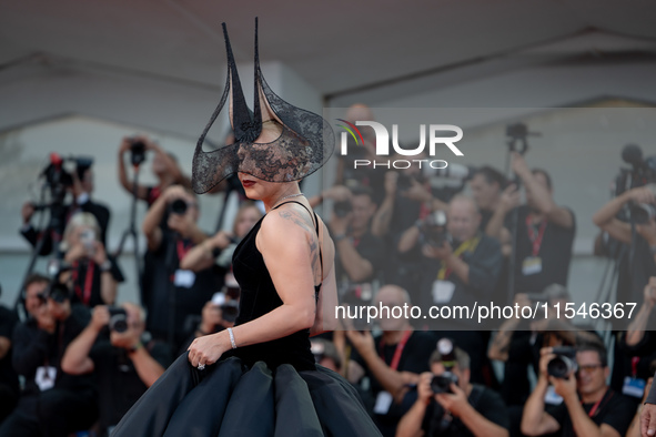 Lady Gaga attends the ''Joker: Folie a Deux'' red carpet during the 81st Venice International Film Festival at Sala Grande in Venice, Italy,...