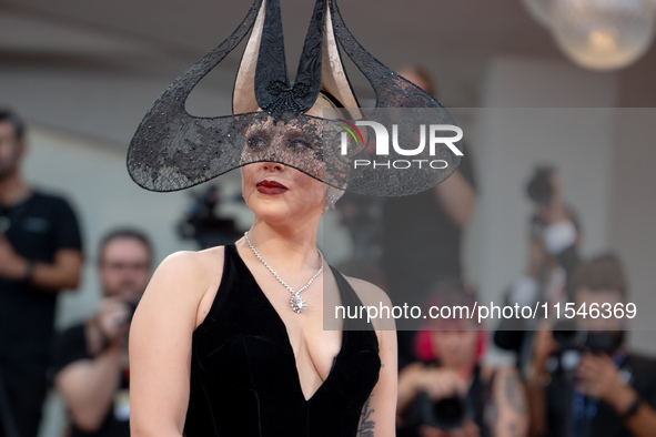 Lady Gaga attends the ''Joker: Folie a Deux'' red carpet during the 81st Venice International Film Festival at Sala Grande in Venice, Italy,...