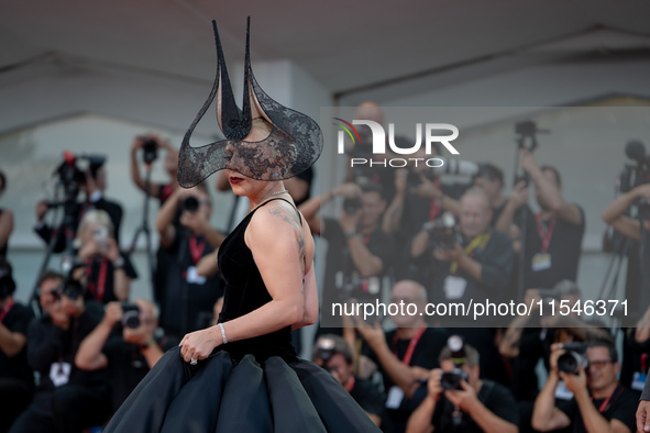 Lady Gaga attends the ''Joker: Folie a Deux'' red carpet during the 81st Venice International Film Festival at Sala Grande in Venice, Italy,...