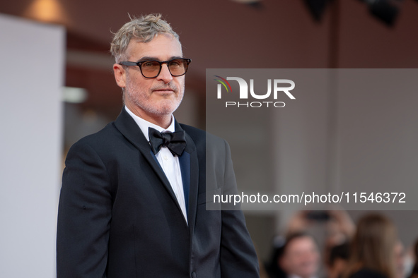 Joaquin Phoenix attends the ''Joker: Folie a Deux'' red carpet during the 81st Venice International Film Festival at Sala Grande in Venice,...