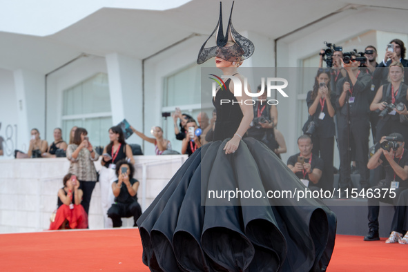 Lady Gaga attends the ''Joker: Folie a Deux'' red carpet during the 81st Venice International Film Festival at Sala Grande in Venice, Italy,...