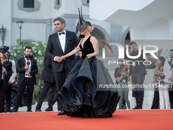 Lady Gaga and Michael Polansky attend the ''Joker: Folie a Deux'' red carpet during the 81st Venice International Film Festival at Sala Gran...