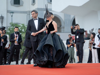 Lady Gaga and Michael Polansky attend the ''Joker: Folie a Deux'' red carpet during the 81st Venice International Film Festival at Sala Gran...