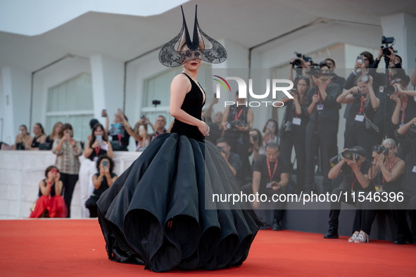 Lady Gaga attends the ''Joker: Folie a Deux'' red carpet during the 81st Venice International Film Festival at Sala Grande in Venice, Italy,...