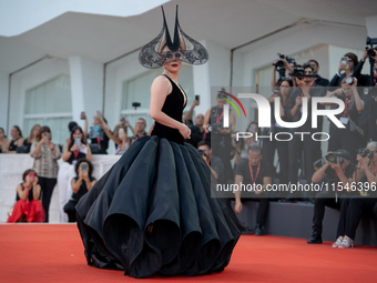 Lady Gaga attends the ''Joker: Folie a Deux'' red carpet during the 81st Venice International Film Festival at Sala Grande in Venice, Italy,...