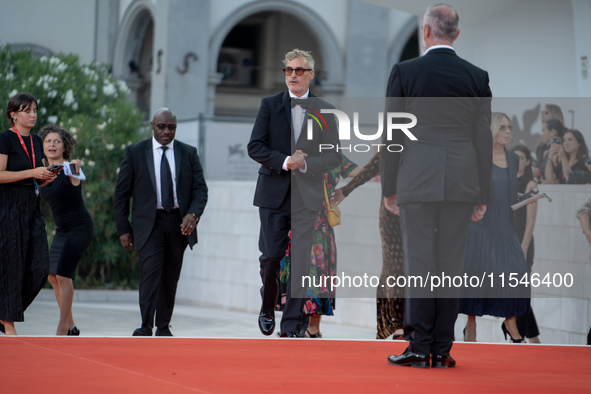 Joaquin Phoenix attends the ''Joker: Folie a Deux'' red carpet during the 81st Venice International Film Festival at Sala Grande in Venice,...