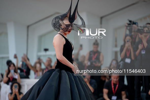 Lady Gaga attends the ''Joker: Folie a Deux'' red carpet during the 81st Venice International Film Festival at Sala Grande in Venice, Italy,...