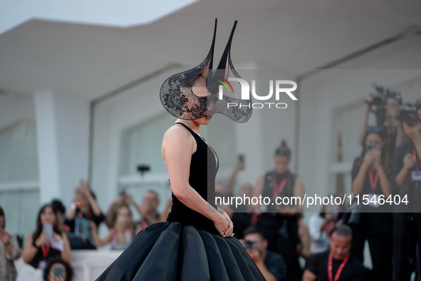 Lady Gaga attends the ''Joker: Folie a Deux'' red carpet during the 81st Venice International Film Festival at Sala Grande in Venice, Italy,...